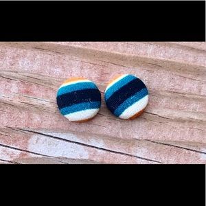 Multicolored Fabric Button Earrings